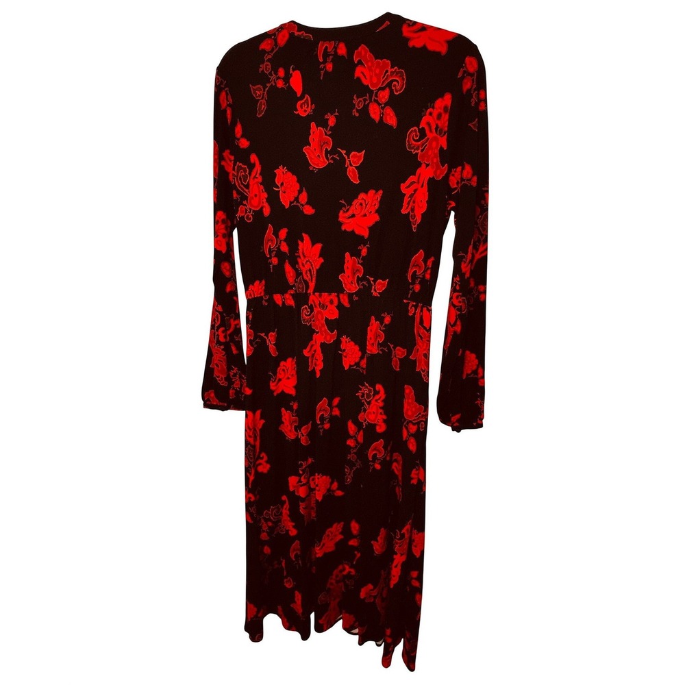 Tory Burch Black Red Floral Midi Dress Medium Classic Luxury Church Office Goth - Picture 2 of 9